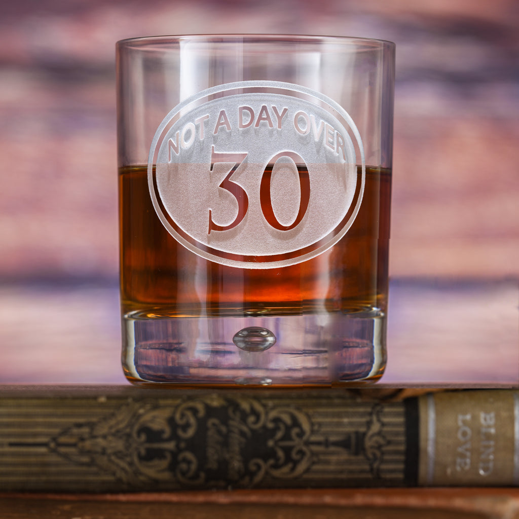 Locoluxe Custom 30th Birthday Whiskey Glass – Engraved Bormioli Bar Tumbler