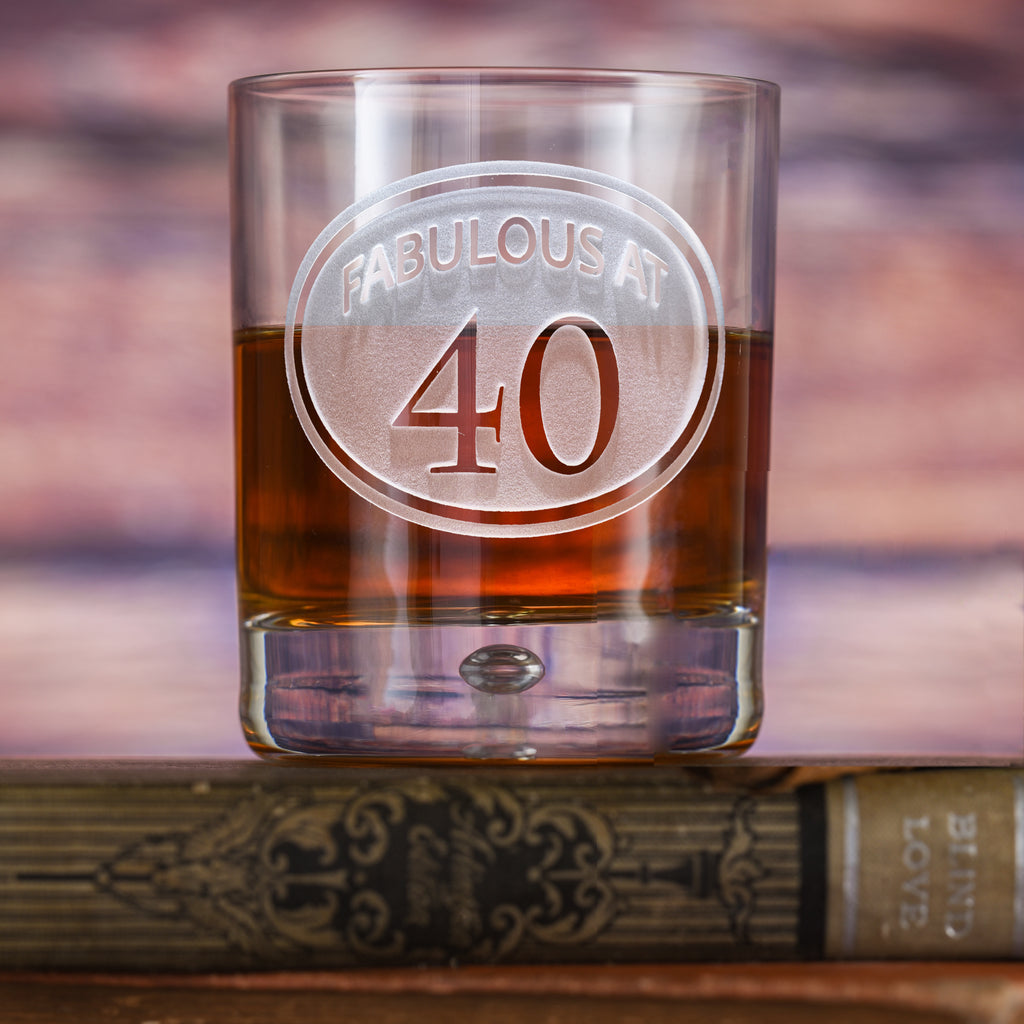Locoluxe Personalized 40th Birthday Whiskey Glass – Custom Engraved Bar Tumbler