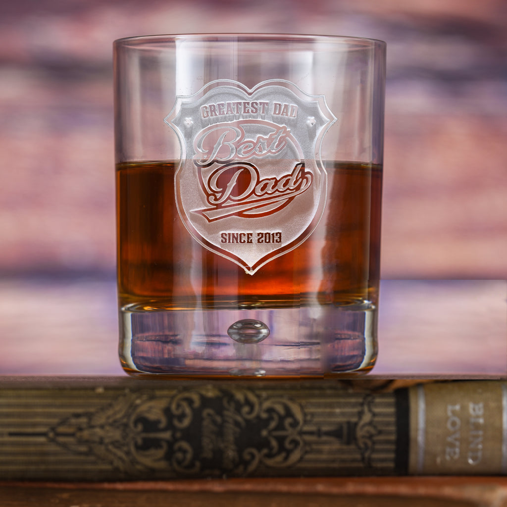 Locoluxe World's Best Dad Rocks Glass – Personalized Whiskey Tumbler Gift