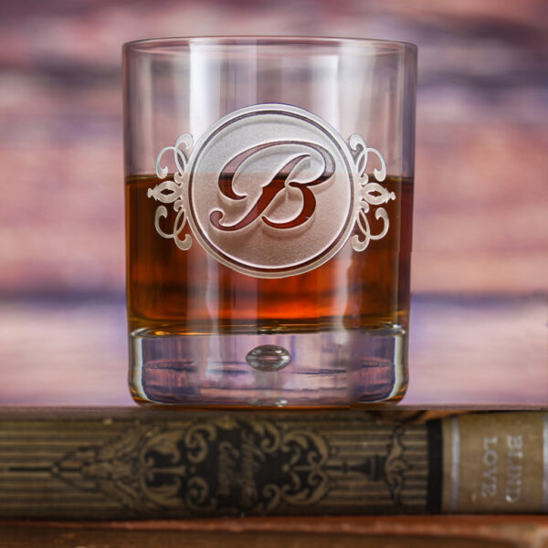 Locoluxe Engraved Whiskey Glass – Personalized Monogram Bar Tumbler