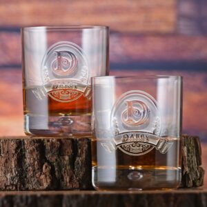 Locoluxe Monogrammed Bourbon Glasses – Personalized Gift Set of 2