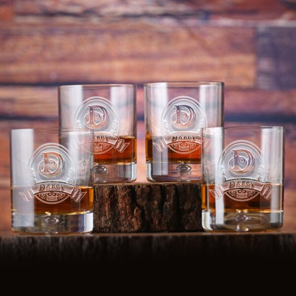 Locoluxe Custom Whiskey Glass Set – Personalized Bar Glasses (Set of 4)